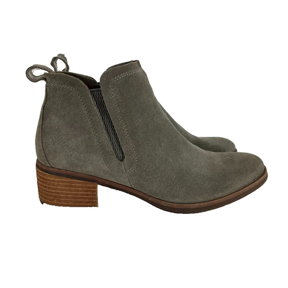 Korks Tea Boots Women's 8M Ease Green Suede Leather Stacked Heel Chelsea Ankle - Picture 1 of 11